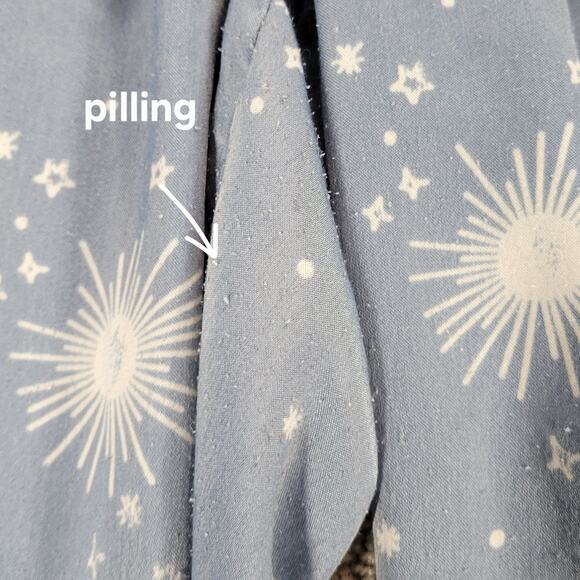 BP Celestial Pajamas Set Womens XS Blue White Sun Stars Moon Pants Button Top - Picture 6 of 16